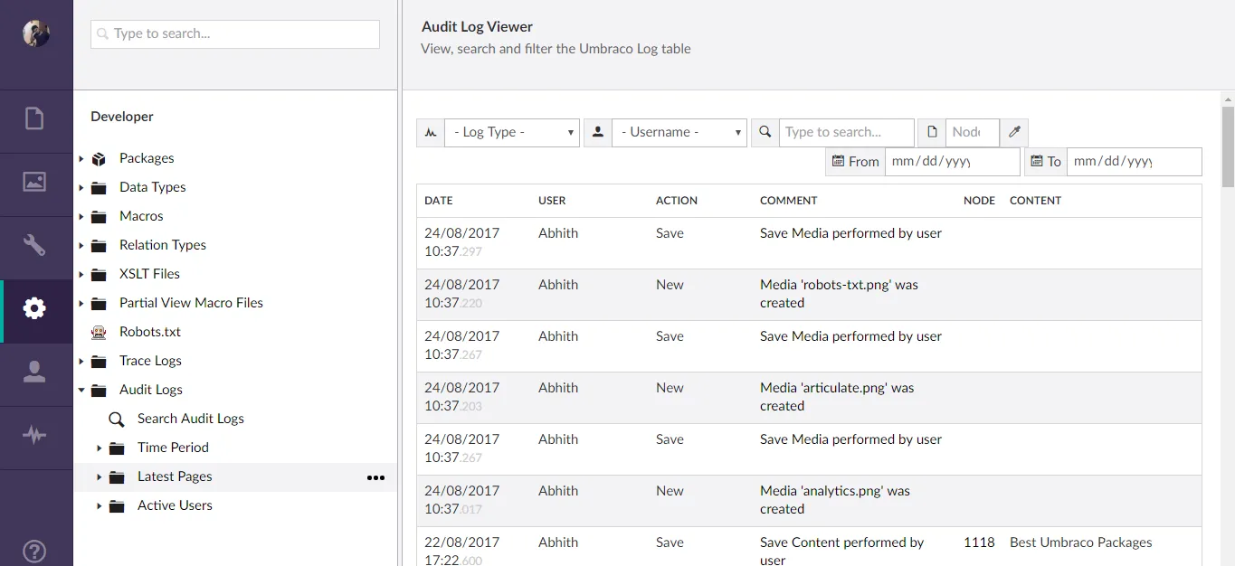 audit log viewer